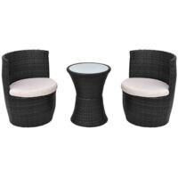 Conjunto de muebles de exterior ratán sintético negro 5 piezas