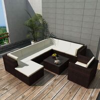 Conjunto de muebles de jardín 27 piezas de poli ratán marrón