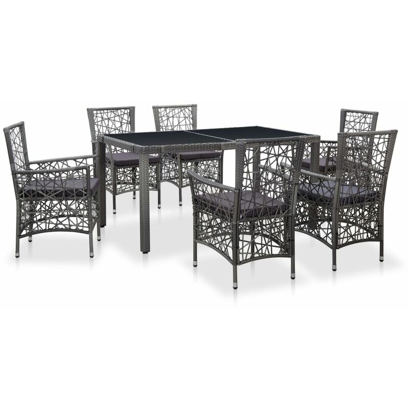 

Conjunto de Comedor de Jardín Ratán Sintético Gris 7 Piezas - Gris - Vidaxl