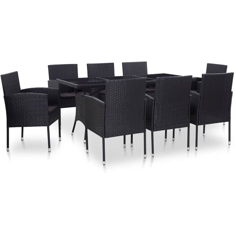 

Conjunto de muebles de jardin 9 piezas ratan sintetico negro