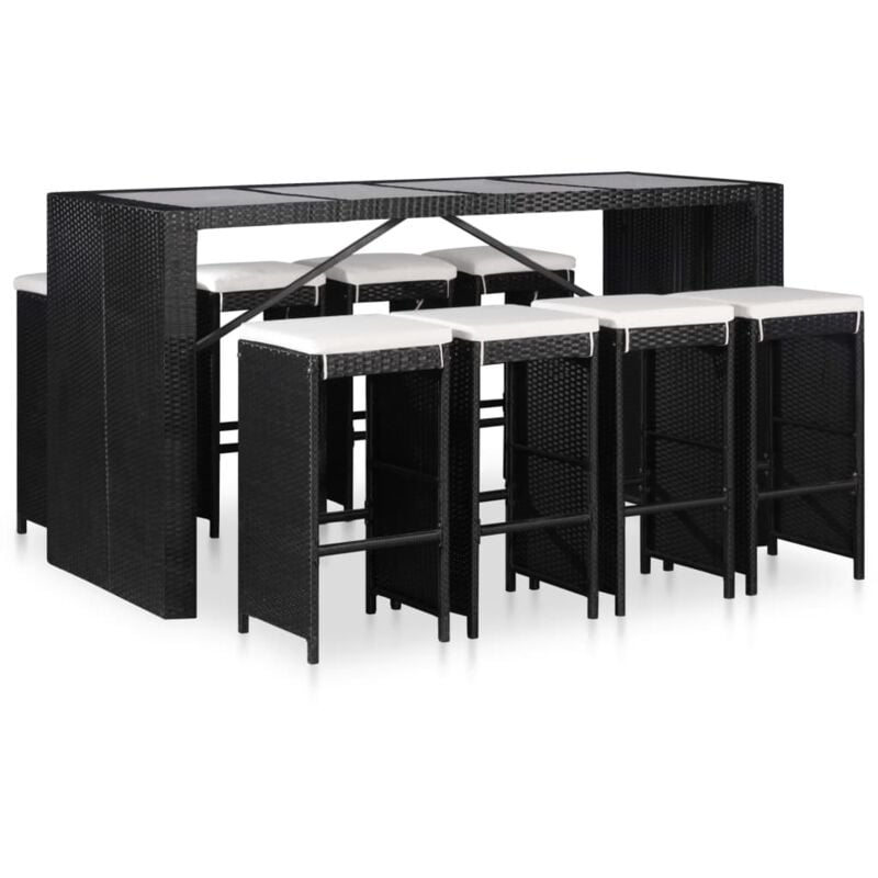

Conjunto de muebles de jardín 9 piezas ratán sintético negro - Negro - Vidaxl