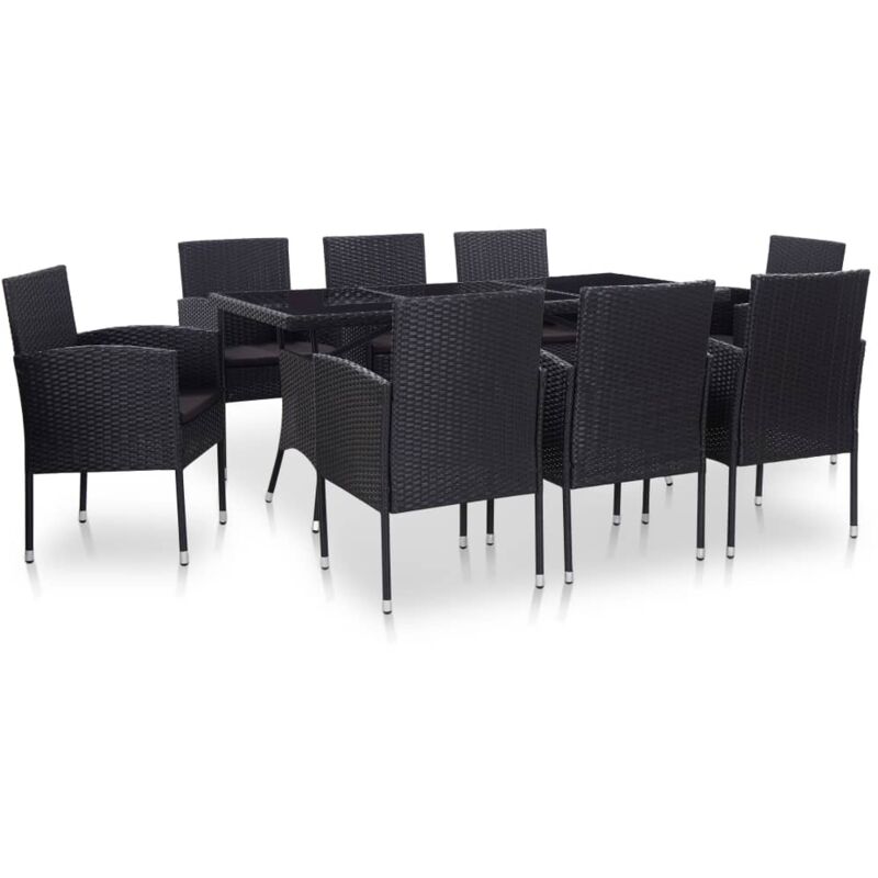 

Conjunto de muebles de jardín 9 piezas ratán sintético negro - Negro - Vidaxl