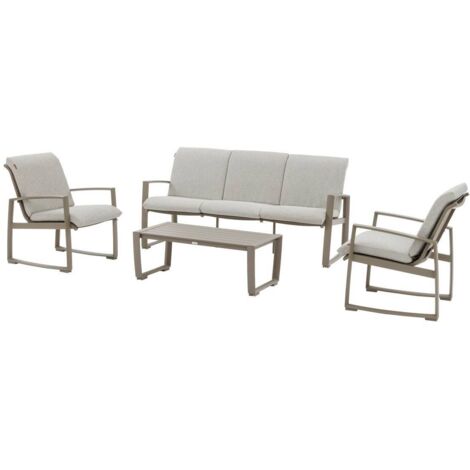 Conjunto de muebles de jardín Boreane Noisette & café 5 plazas de aluminio texaline y poliéster - Hespéride