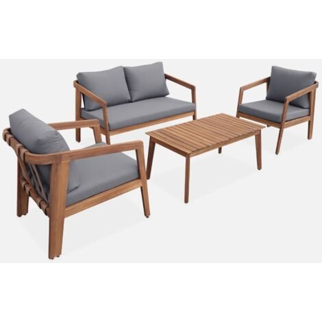 SWEEEK Conjunto de muebles de jardín de madera de 4 plazas