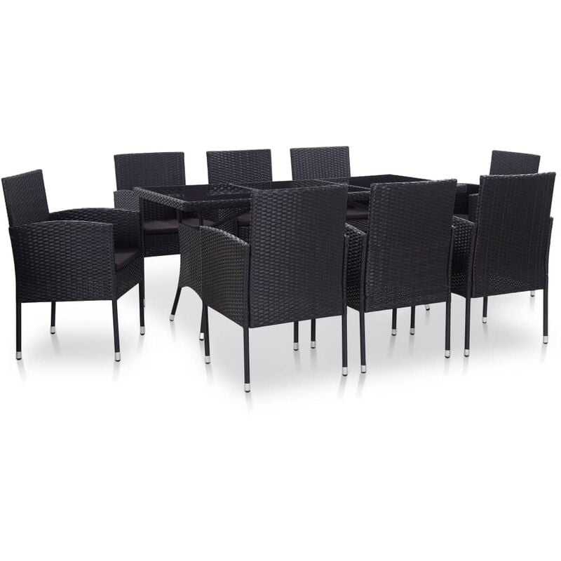 

Conjunto de muebles de jardín 9 piezas ratán sintético negro - Negro