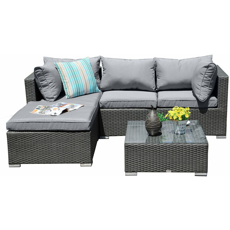 

Red Deco Outdoor - Conjunto de muebles de jardín NEVADA 4 plazas - Gris / Gris