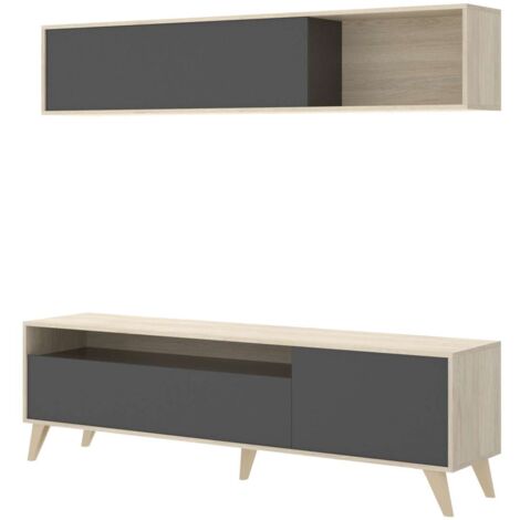 Conjunto de muebles de salon Canena en natural/grafito