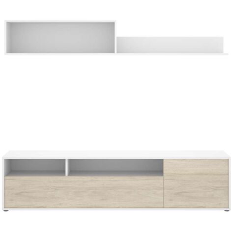 Conjunto de muebles de salón Lucena en blanco/natural.