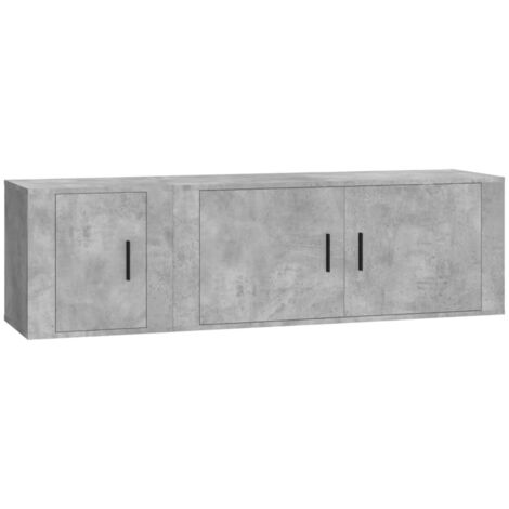 Conjunto de muebles mueble aparador TV televisión salón dormitorio sala de estar 2 piezas madera de ingeniería gris 020024382