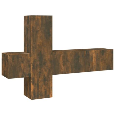 Conjunto de muebles mueble aparador TV televisión salón dormitorio salón 3 piezas roble ahumado madera contrachapada marrón 020024605