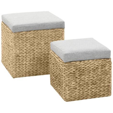 Conjunto de otomanas 2 piezas hierba marina gris