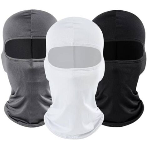 Conjunto de pasamontañas de 3 piezas, máscara de esquí para hombres y mujeres, bufanda de moto negra + blanca + gris, capucha completa, pasamontañas para esquí, motociclismo, ciclismo y deportes al ai