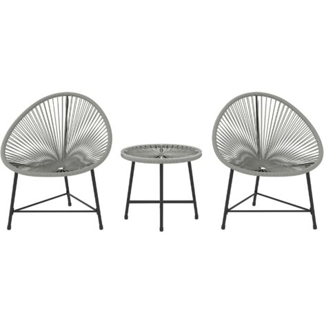 Conjunto de patio exterior: 2 sillas de ratán, mesa de cristal y estructura de acero