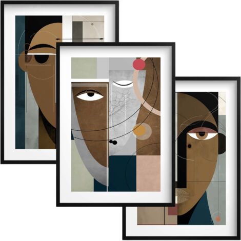 Conjunto de pósteres de pared de 30 x 40 con caras abstractas.