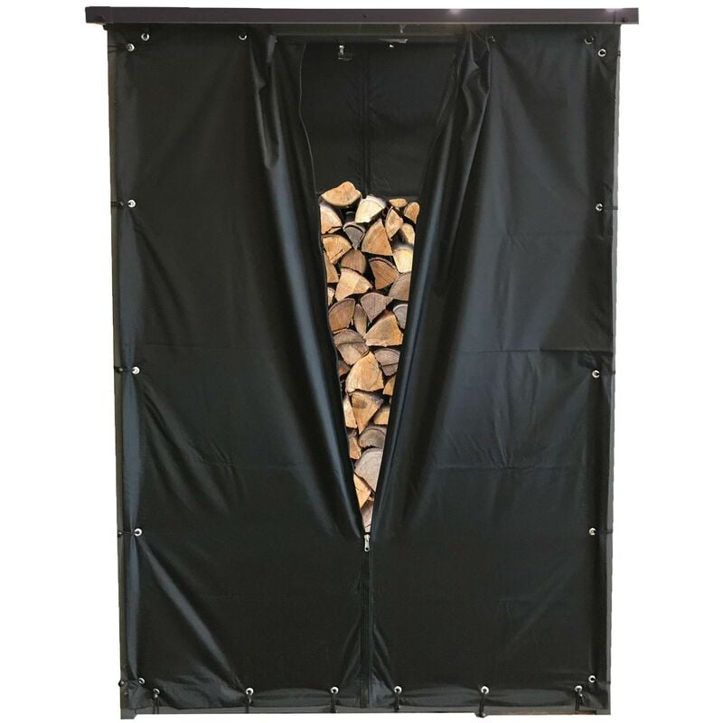 

Conjunto de protección contra la intemperie pared frontal y trasera para refugio de leña 130x70x185cm PVC Negro