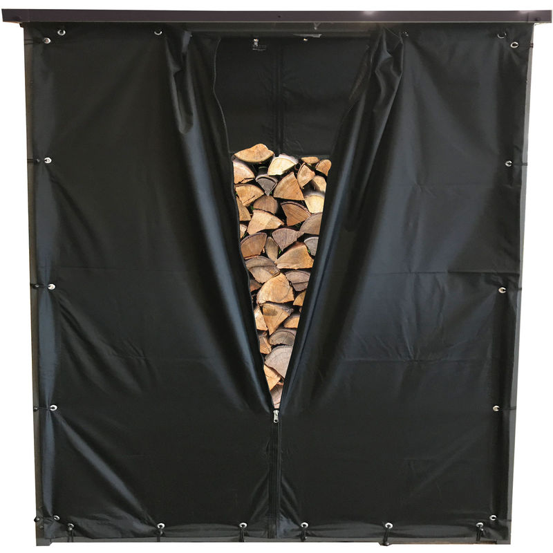 

Conjunto de protección contra la intemperie pared frontal y trasera para refugio de leña 143x70x145cm PVC Negro