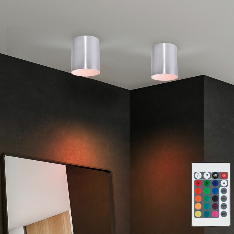 

Juego de 2 focos de superficie, apliques de interior regulables en un juego que incluye lámparas LED RGB