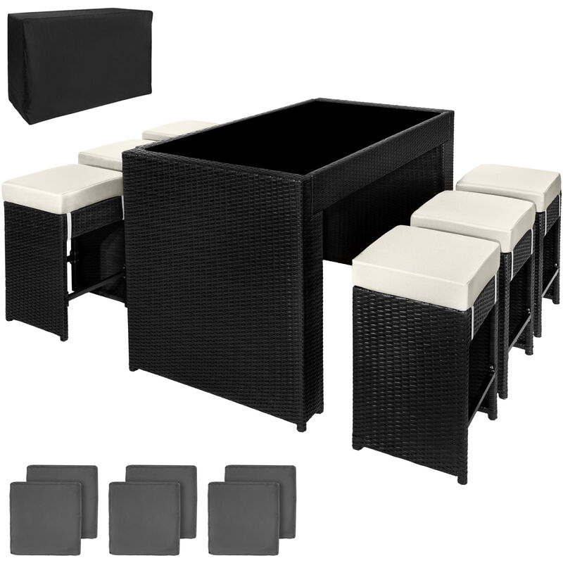 

Tectake - Conjunto de ratán Capri - mueble de exterior de poli ratán, muebles de ratán sintético con cojines y fundas, asientos de jardín con