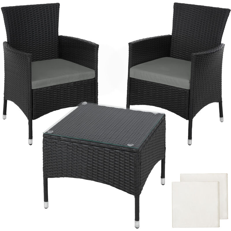 

Tectake - Conjunto de ratán Luzern - mueble de exterior de poli ratán, muebles de ratán sintético con cojines y fundas, asientos de jardín con