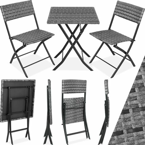 Conjunto de ratán Trevi - mueble de exterior de poli ratán, asientos de jardín con estructura de acero, mobiliario de terraza plegable