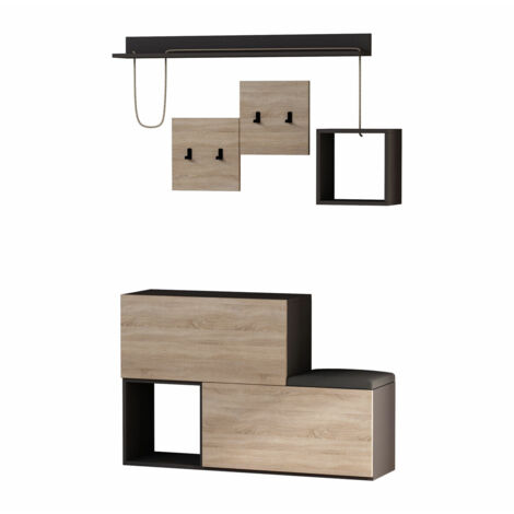 Conjunto de recibidor Kailua 443, Antracita + Roble Sonoma, 120x32cm, Aglomerado laminado, Colocada