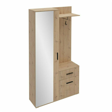MOBILIER1 Conjunto de recibidor Stanton 103, Roble Artisan, 195x97x30cm, Espejo, Aglomerado laminado, Colocada