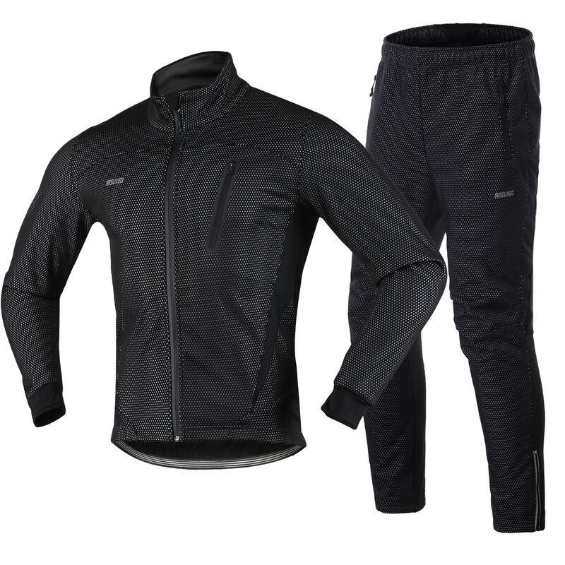 

Conjunto de ropa de ciclismo de invierno para hombre, Jersey de bicicleta a prueba de viento de manga larga con pantalones, chaqueta deportiva para