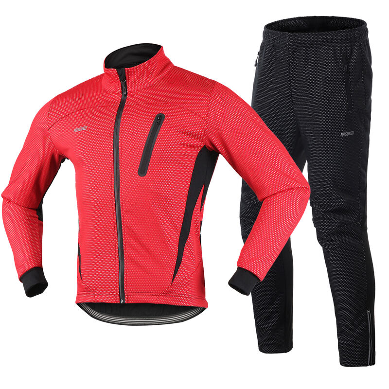 

Conjunto de ropa de ciclismo de invierno para hombre, Jersey de bicicleta a prueba de viento de manga larga con pantalones, chaqueta deportiva para