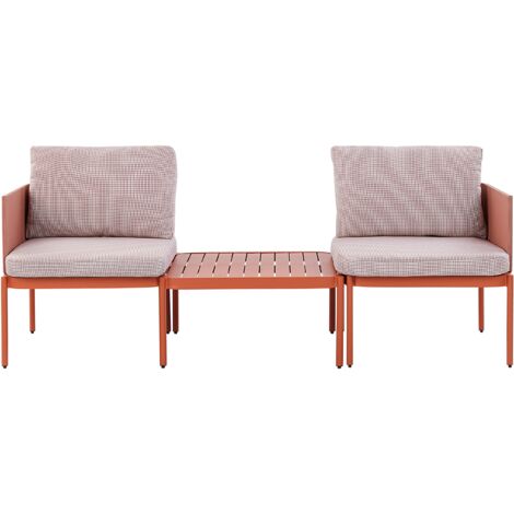 Conjunto de sala de estar 2 plazas modular de metal naranja blanco sofás cojines mesa Terracina