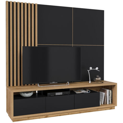 Conjunto de salón Austin 360, Roble wotan + Negro + Negro mate