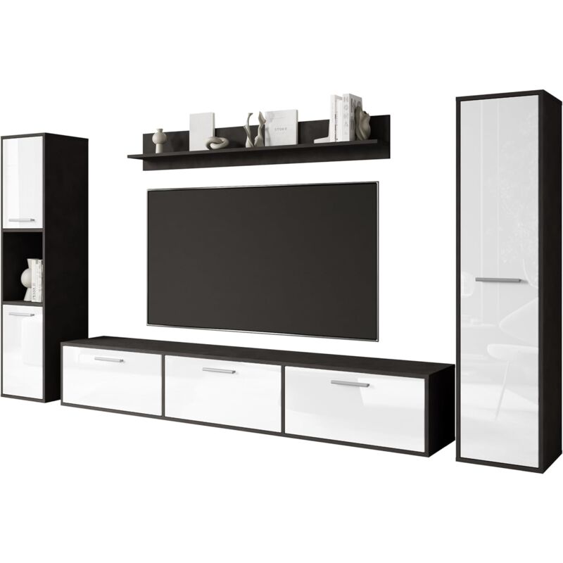 Muebles Slavic - Ensemble de meubles de salon bogota, ensemble de meubles de salon, meuble tv, couleur matera/blanc brillant