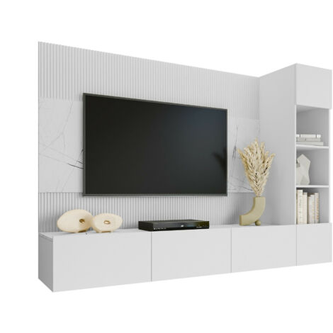 Conjunto de salón Comfivo 369, Blanco + Mármol blanco
