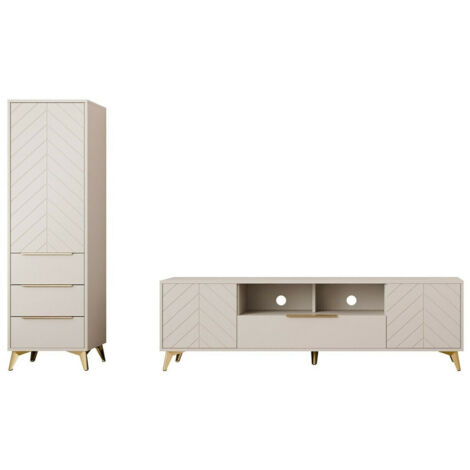 Conjunto de salón Comfivo Y109 , Con mesa de TV, Con equipo adicional, Partes separadas, MDF, Aglomerado laminado