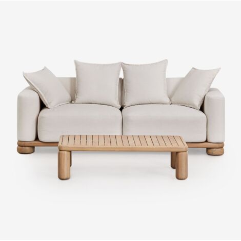 Conjunto de salón con sofá de 2 plazas y mesa de centro en madera de acacia 125x80 cm Ioanis SKLUM             