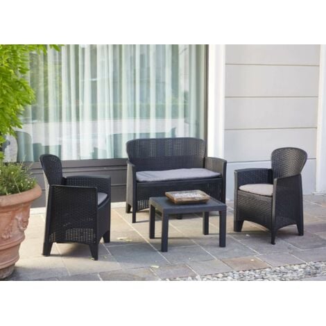 IPAE PROGARDEN Conjunto de Salón Exterior - Salón Outdoor Negro Antracita