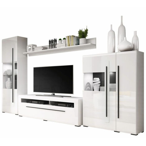 Conjunto de salón Ophsalu 111, Blanco + Blanco brillante
