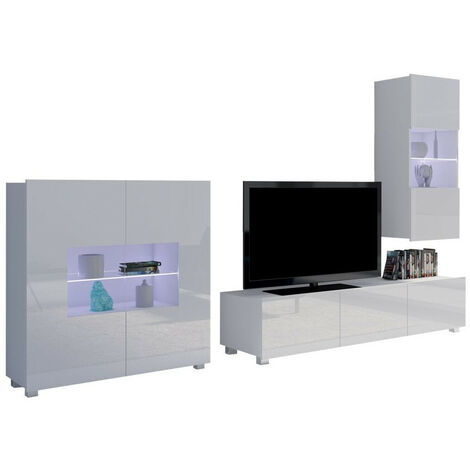 Conjunto de salón Tivdalu 111, Blanco + Blanco brillante