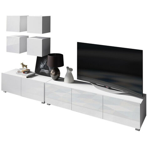 Conjunto de salón Tivdalu 132, Blanco + Blanco brillante