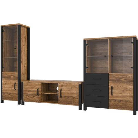 Conjunto de salón Tornua 113, Abeto oscuro + Negro mate
