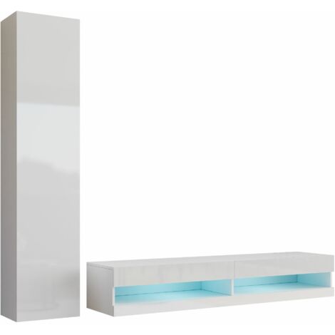 Conjunto de salón Venenou 114, Blanco + Blanco brillante
