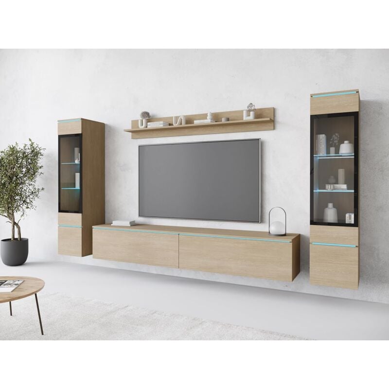 Muebles Slavic - Ensemble de meubles de salon vera ii, ensemble de meubles de salon, sans éclairage led, couleur chêne Gaya