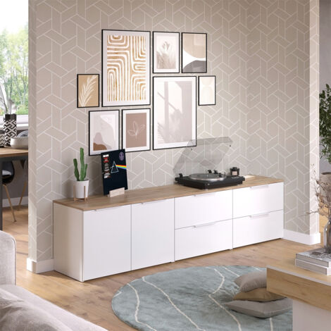 Conjunto de salón Wido, Blanco/Sonoma, 3 partes, Vicco