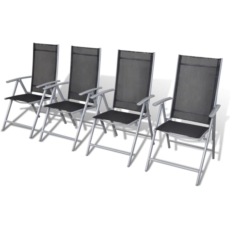 

vidaXL Sillas de jardín plegables 4 unidades aluminio - Negro