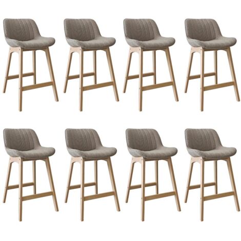 Conjunto de sillas de isla y bar de roble con asiento de tela de rizo MILK de 65 cm