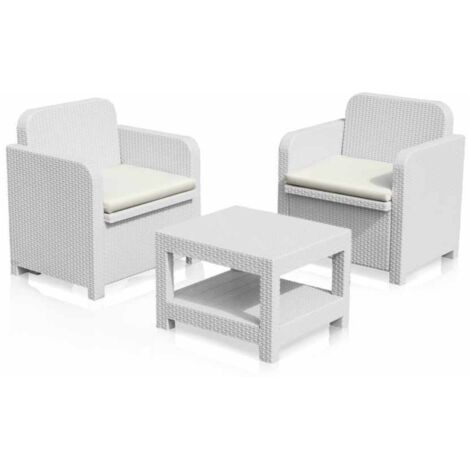 Conjunto de sillones para exterior Grand Soleil Giglio bar mimbre 2 plazas Color: Blanco