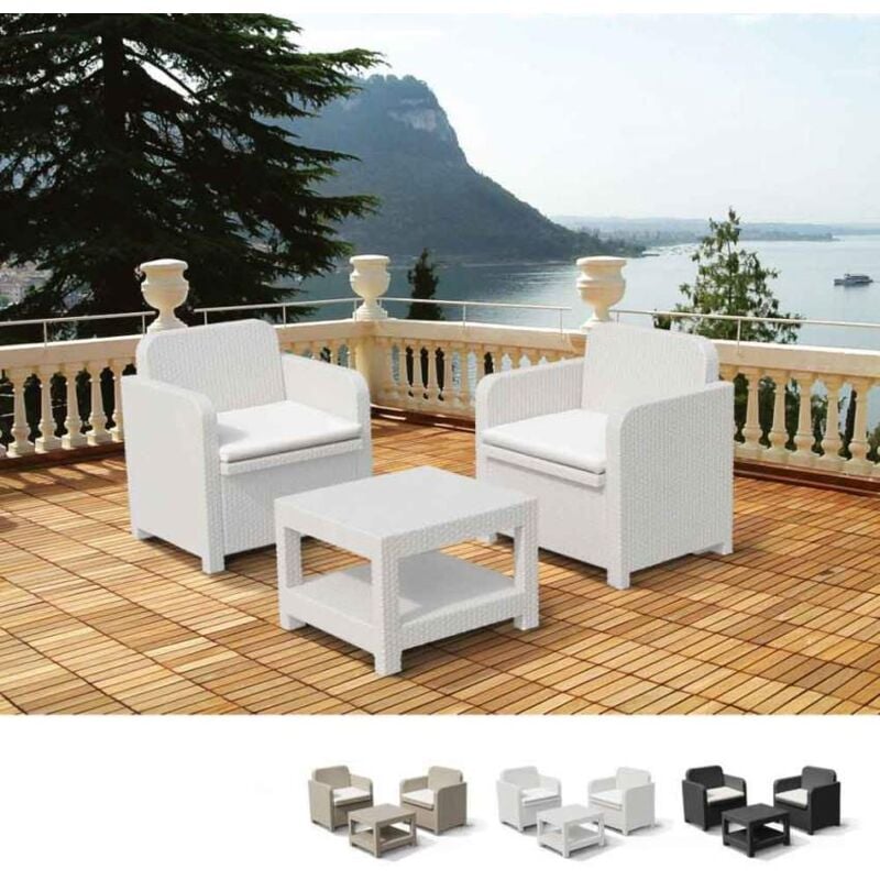 

Conjunto de sillones para exterior Grand Soleil Giglio bar mimbre 2 plazas | Blanco