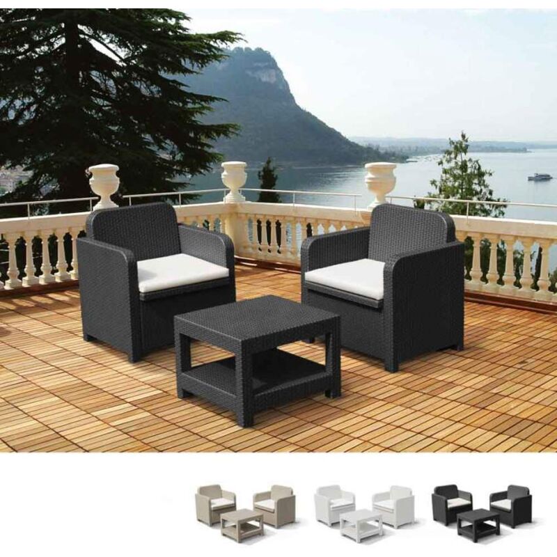 

Conjunto de sillones para exterior Grand Soleil Giglio bar mimbre 2 plazas | Negro