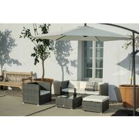 Conjunto de sofá con otomano, sillón y mesa Los Ángeles color marrón