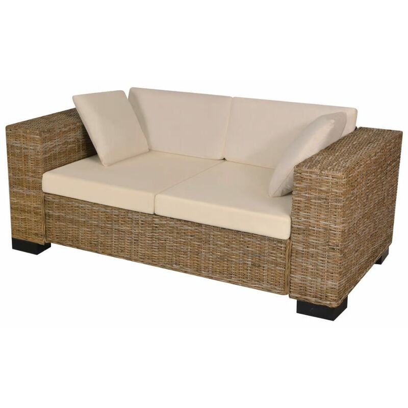 

Conjunto de sofá de dos plazas 7 piezas ratán real