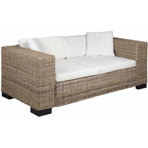 Conjunto de sofá de dos plazas 7 piezas ratán real vidaXL